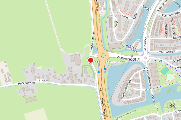 Brandweer-melding op Bunschoterstraat, Hoogland op 28 juni, kaart-overzicht