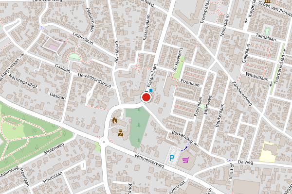 Brandweer-melding op Plataanlaan, Baarn op 27 juni, kaart-overzicht