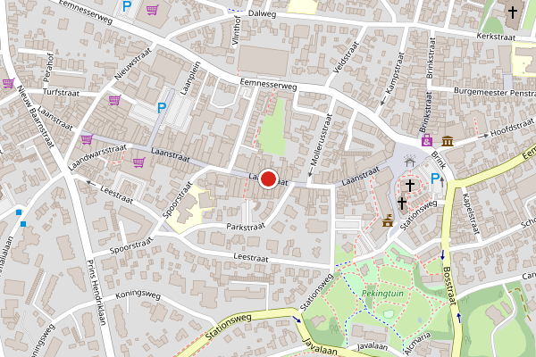 Brandweer-melding op Laanstraat, Baarn op 1 mei, kaart-overzicht