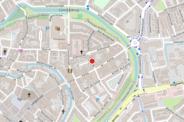 Brandweer-melding op Oliesteeg, Amersfoort op 28 juni, kaart-overzicht