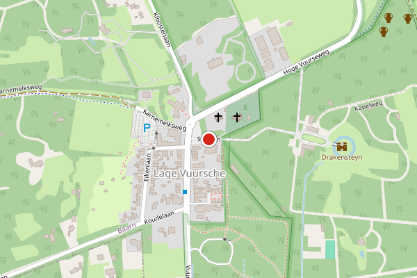 Brandweer-melding op Slotlaan, Lage Vuursche op 28 juni, kaart-overzicht