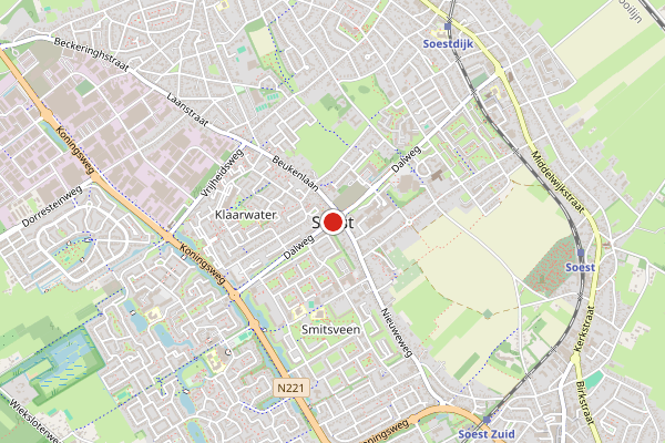 Brandweer-melding op Vliegtuiglaan, Soesterberg op 19 april, kaart-overzicht