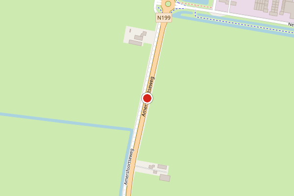 Brandweer-melding op Amersfoortseweg, Bunschoten-Spakenburg op 29 juni, kaart-overzicht