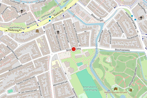 Brandweer-melding op Bisschopsweg, Amersfoort op 7 mei, kaart-overzicht