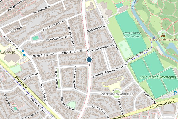 Politie-melding op Vermeerstraat, Amersfoort op 2 juli, kaart-overzicht