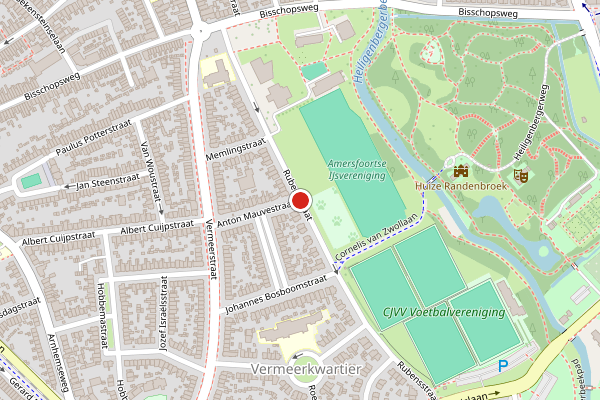 Brandweer-melding op Rubensstraat, Amersfoort op 7 mei, kaart-overzicht