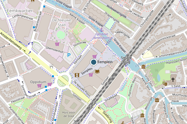 Politie-melding op Eemplein, Amersfoort op 4 juli, kaart-overzicht