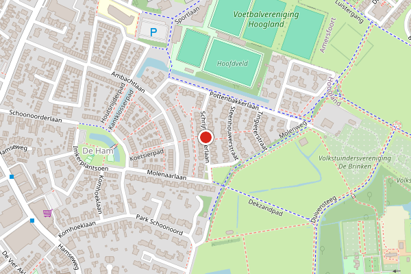 Brandweer-melding op Schrijnwerkerlaan, Hoogland op 4 juli, kaart-overzicht