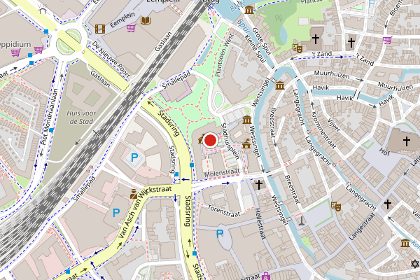 Brandweer-melding op Stadhuisplein, Amersfoort op 9 mei, kaart-overzicht