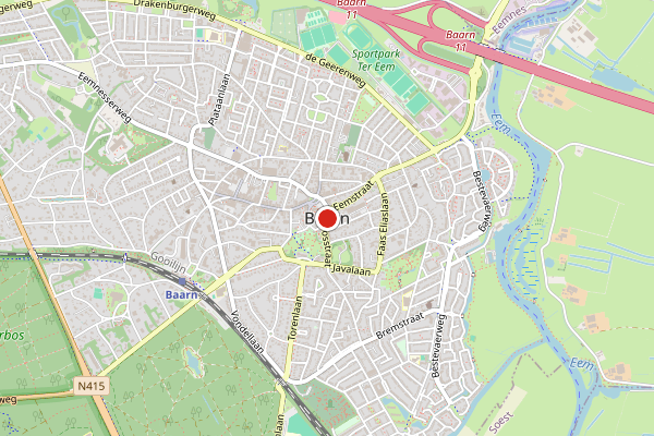 Brandweer-melding op Baarn op 13 juli, kaart-overzicht