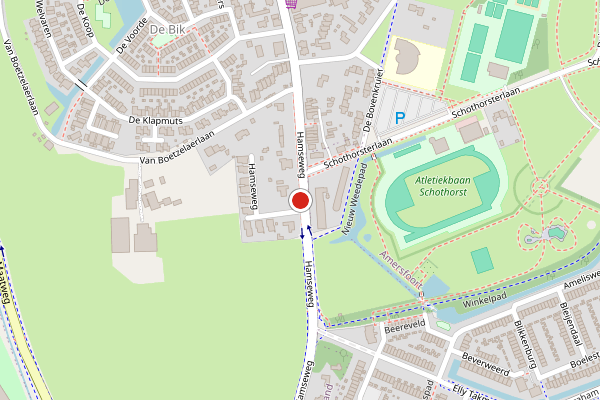 Brandweer-melding op Hamseweg, Hoogland op 15 juli, kaart-overzicht