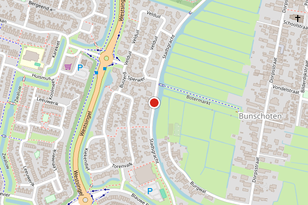 Brandweer-melding op Stadsgracht, Bunschoten-Spakenburg op 18 juli, kaart-overzicht