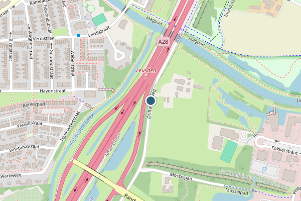 Politie-melding op Driftakkerweg, Leusden op 10 mei, kaart-overzicht