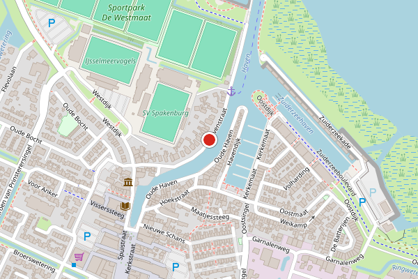Brandweer-melding op Havenstraat, Bunschoten-Spakenburg op 10 mei, kaart-overzicht