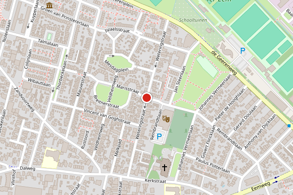 Brandweer-melding op Weteringstraat, Baarn op 21 juli, kaart-overzicht