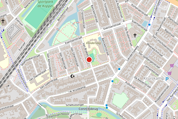 Brandweer-melding op Van Brakelstraat, Amersfoort op 25 juli, kaart-overzicht