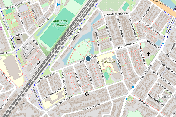 Politie-melding op Evertsenstraat, Amersfoort op 16 mei, kaart-overzicht