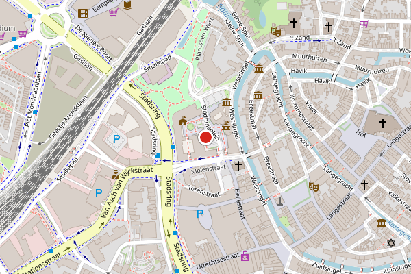 Brandweer-melding op Stadhuisplein, Amersfoort op 28 juli, kaart-overzicht