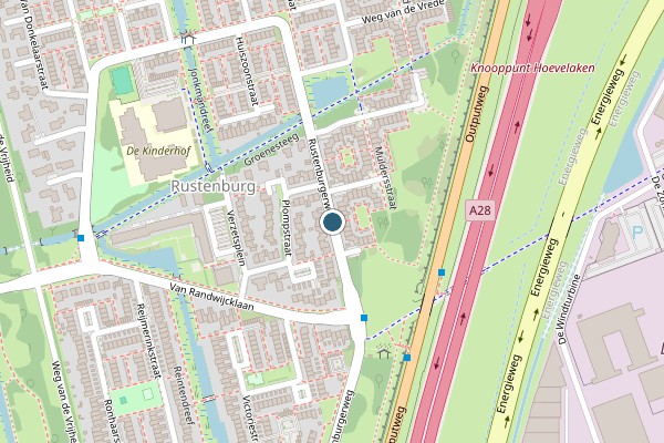 Politie-melding op Rustenburgerweg, Amersfoort op 29 juli, kaart-overzicht