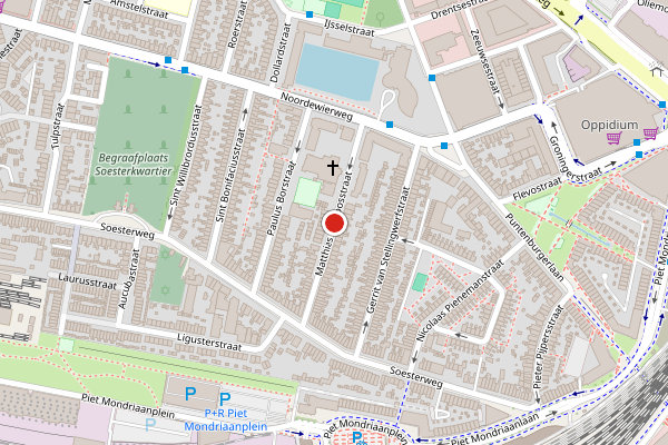 Brandweer-melding op Matthias Withoosstraat, Amersfoort op 1 augustus, kaart-overzicht