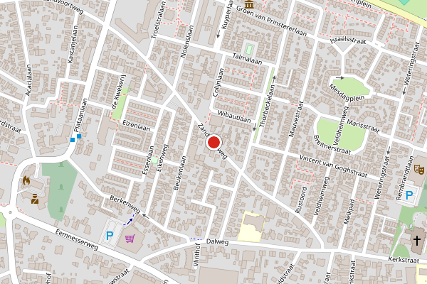 Brandweer-melding op Zandvoortweg, Baarn op 19 mei, kaart-overzicht