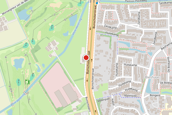 Brandweer-melding op Bunschoterstraat, Hoogland op 5 augustus, kaart-overzicht