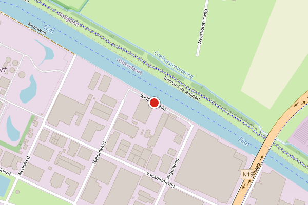 Brandweer-melding op Wolframkade, Amersfoort op 21 mei, kaart-overzicht