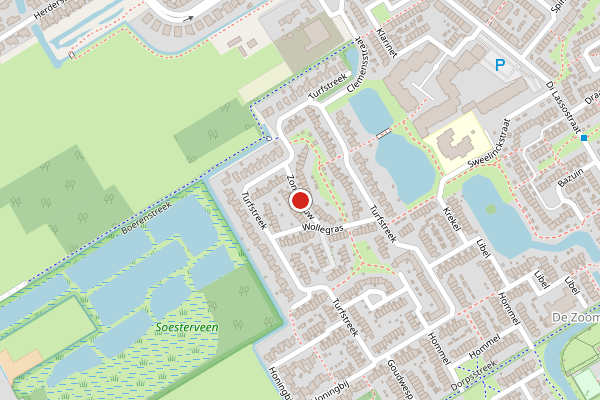 Brandweer-melding op Zonnedauw, Soest op 24 mei, kaart-overzicht