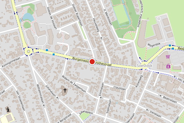 Brandweer-melding op Burg Grothestraat, Soest op 23 mei, kaart-overzicht