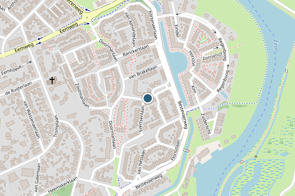 Politie-melding op Callenburglaan, Baarn op 23 mei, kaart-overzicht