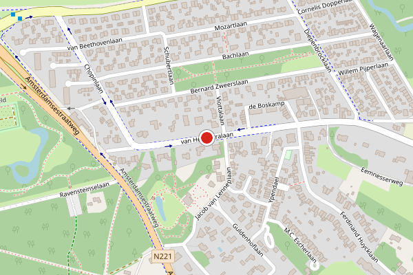 Brandweer-melding op van Heemstralaan, Baarn op 26 mei, kaart-overzicht