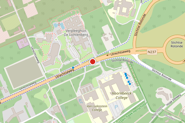 Brandweer-melding op Utrechtseweg, Amersfoort op 27 mei, kaart-overzicht