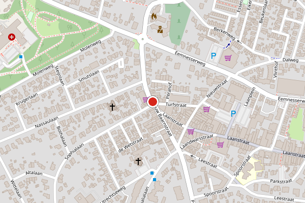 Brandweer-melding op Nieuw Baarnstraat, Baarn op 31 mei, kaart-overzicht