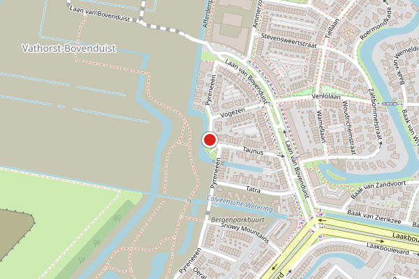 Brandweer-melding op Pyreneeen, Amersfoort op 2 juni, kaart-overzicht