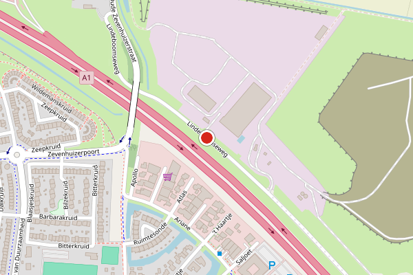 Brandweer-melding op Lindeboomseweg, Amersfoort op 1 juni, kaart-overzicht