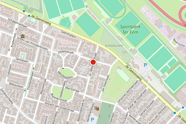Brandweer-melding op Weteringstraat, Baarn op 5 juni, kaart-overzicht