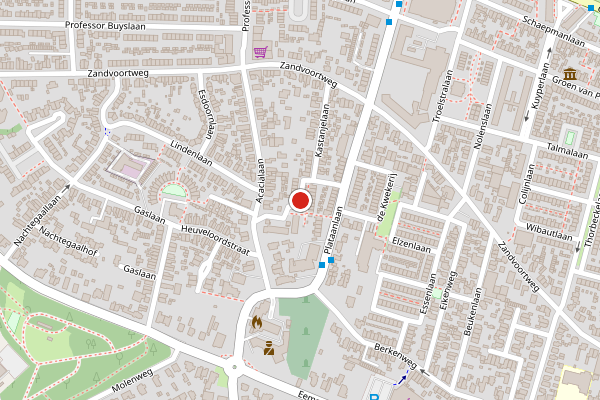 Brandweer-melding op Lijsterbeslaan, Baarn op 9 juni, kaart-overzicht
