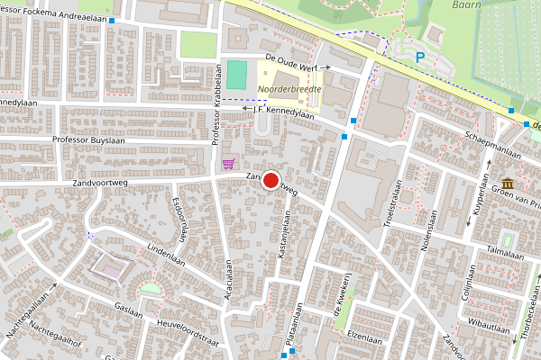 Brandweer-melding op Zandvoortweg, Baarn op 20 juni, kaart-overzicht