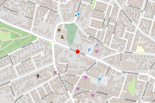 Brandweer-melding op Eemnesserweg, Baarn op 19 juni, kaart-overzicht