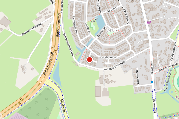 Brandweer-melding op Landlust, Hoogland op 20 juni, kaart-overzicht