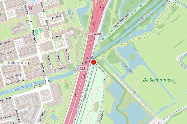 Brandweer-melding op Inundatiepad, Amersfoort op 20 juni, kaart-overzicht