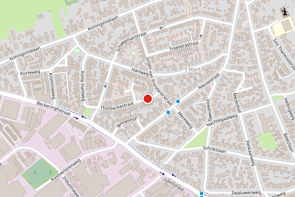 Brandweer-melding op Thorbeckestraat, Soest op 22 juni, kaart-overzicht