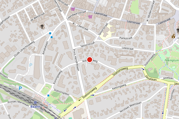 Brandweer-melding op Koningsweg, Baarn op 24 juni, kaart-overzicht