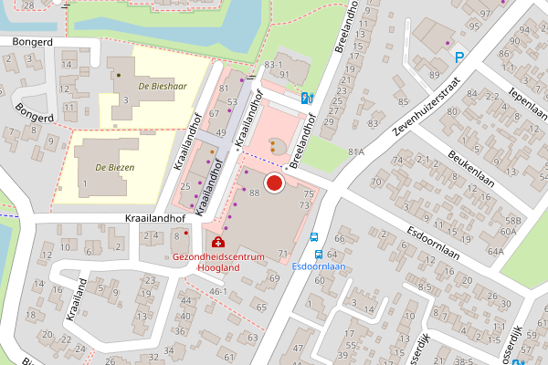 Brandweer-melding op Kraailandhof, Hoogland op 26 juni, kaart-overzicht