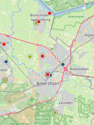 Kaart laatste meldingen P2000 Amersfoort